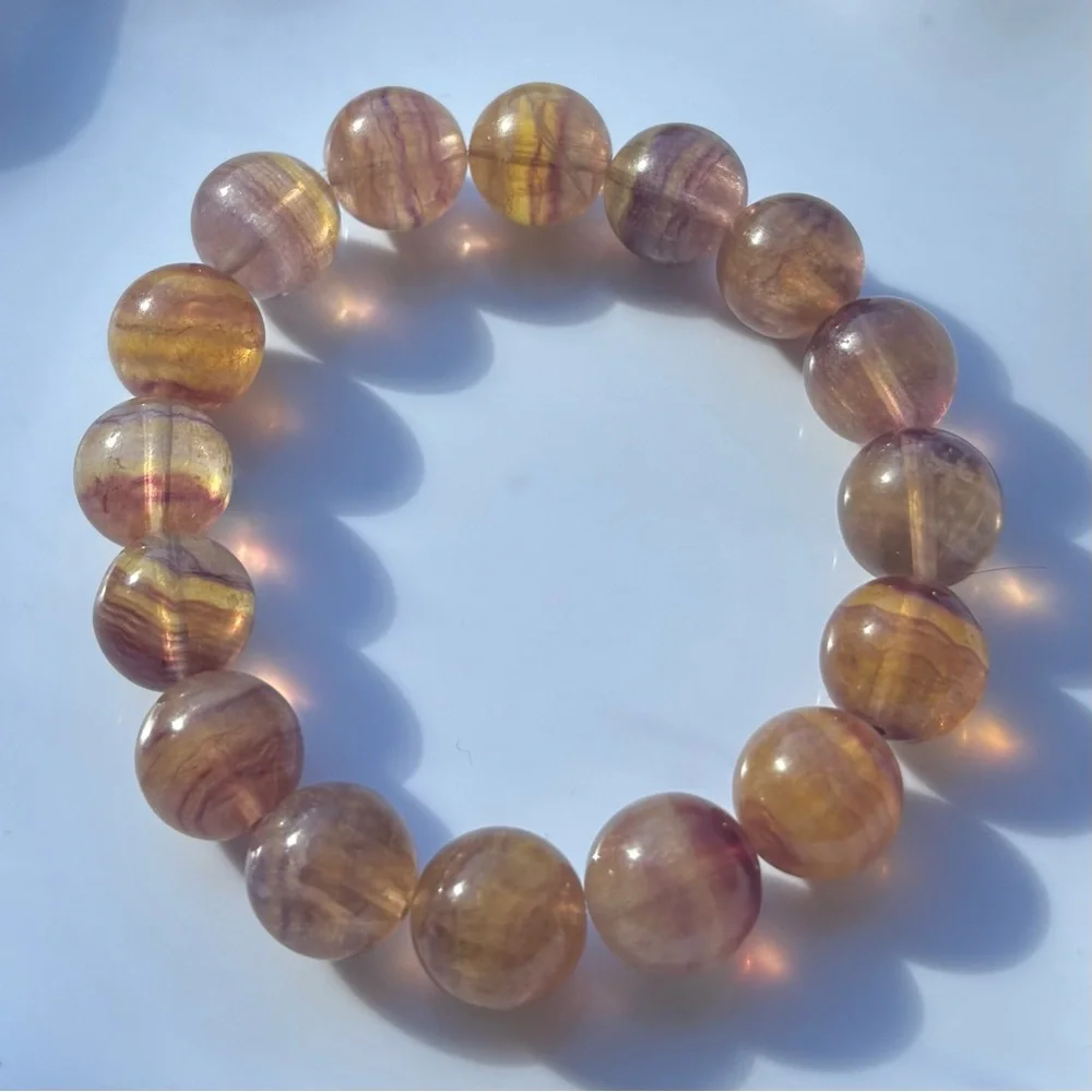 HQ Banded Fluorite Crystal Bracelet 13mm - Picture 9 of 13